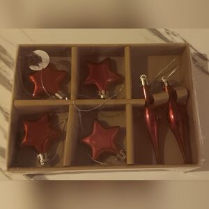 Pink Magenta Star and Teardrop Holiday Mini Tree Ornaments